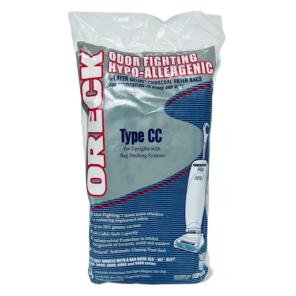 Oreck Type CC Upright Bags Vacuum Odor Fighting 743808200752 -8 Disposable 3 New